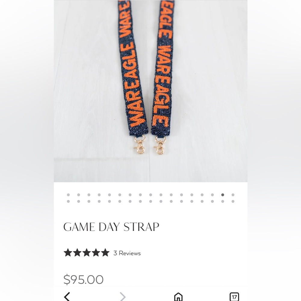 Auburn University War Eagle Beaded Stadium Bag Purse Strap Game Day Blue Orange - Picture 3 of 5
